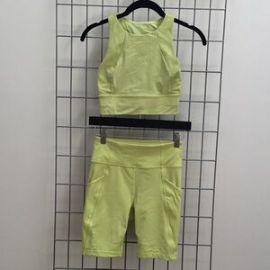 Lululemon Neon Lime Athletic Sportsbra & Biker Short Set